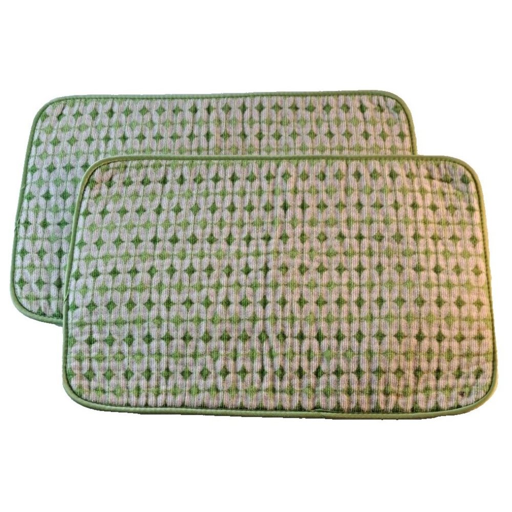 Vintage Kitchen Aid Placemats Set Of 2 Green Diamond Terry Cloth Retro 60s 12x18